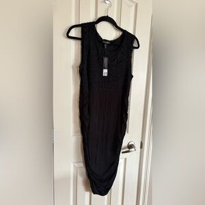 Stork & Babe Maternity Black Lace Panel Sleeveless Dress